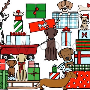 Puppy Presents Digital Clip Art Set- Instant Download