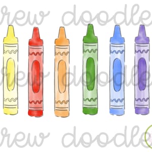 Watercolor Bright Crayons Digital Clip Art Set- Instant Download