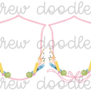 Watercolor Pink Back to School Crest Digital Clip Art Set- Instant Download