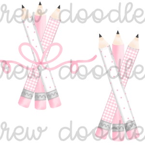 Conjunto de lápis de aquarela rosa claro xadrez Bitty Dot - Clip Art Digital - Download instantâneo