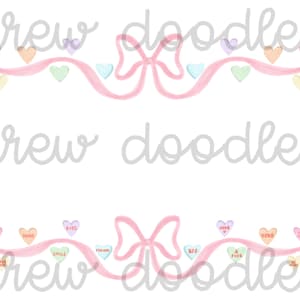 Conjunto de clipart digital com corações e laços de fita para conversa em aquarela para o Dia dos Namorados - Download instantâneo