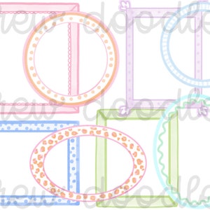 Watercolor Frames Digital Clip Art Set- Instant Download