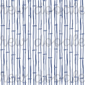 Akvarellblå marinblå bambutryckmönster digitala papper bakgrunder 4x6 och 5x7 - direkt nedladdning bild 1