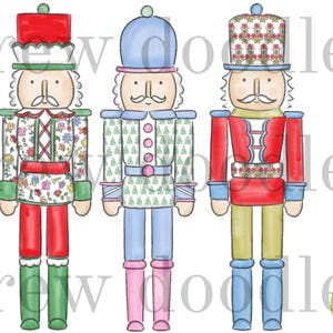 Conjunto de clipart digital de quebra-nozes com padrão brilhante em aquarela - Download instantâneo