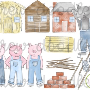 Aquarell drei kleine Schweinchen Clip Art Set-Instant Download