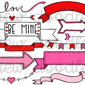Banderas del día de San Valentín y flechas Digital Clip Art | Etsy