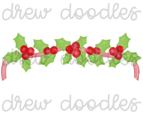 Christmas Holly Garland Clip Art
