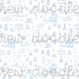 Aquarell Blau Ostern Hase Toile Print Digitale Papiere Hintergründe 4 x 6 ein 5 x 7 - Instant Download