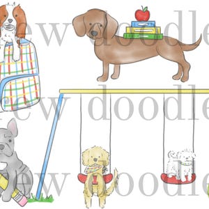 Aquarelle aquarelle chiens chiots numérique Clip Art Set - téléchargement immédiat
