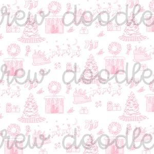 Akvarell rosa jul Toile-mönster 4x4, 7x5 och 5x7 - Direkt nedladdning