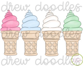 Watercolor Ice Cream Digital Clip Art Set- Instant Download