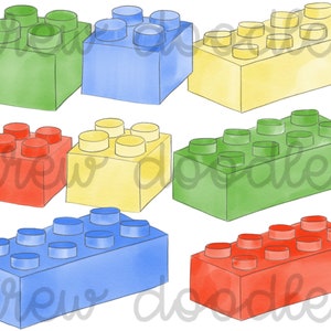 Watercolor Blocks Digital Clip Art Set- Instant Download