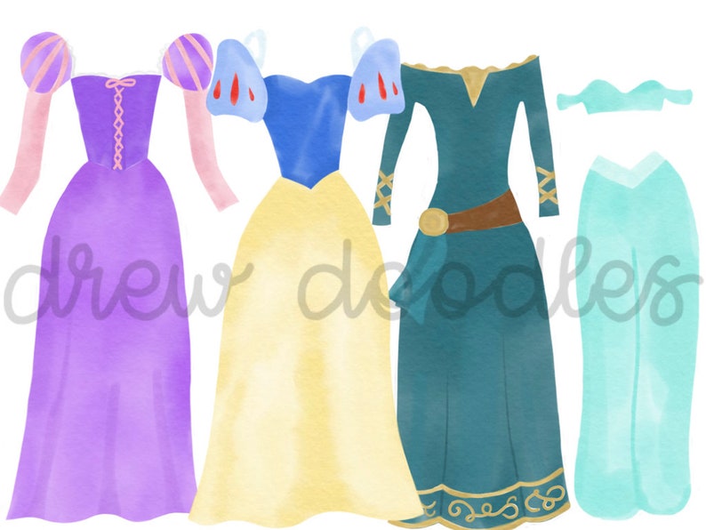 Watercolor Dresses Digital Clip Art Set Instant Download - Etsy