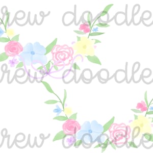 Guirlande de fleurs aquarelle numérique Clip Art Set - téléchargement immédiat