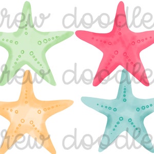 Watercolor Starfish Digital Clip Art Set- Instant Download