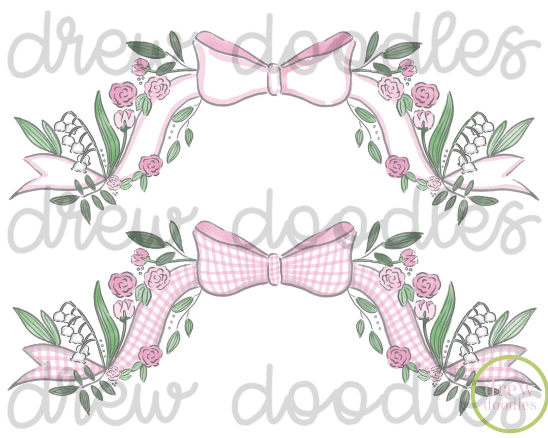 Watercolor Pink Floral Bow Digital Clip Art Set- Instant Download - Etsy