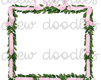 Aquarell Pink Ribbon Buchsbaum Rahmen - Digital Clip Art Set - Instant Download