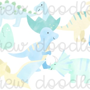 Ensemble de dinosaures pastel aquarelle clip art numérique - téléchargement immédiat
