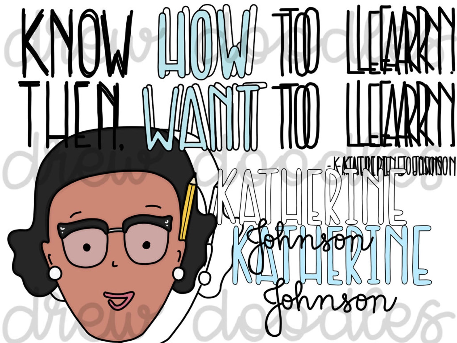Katherine Johnson Digital Clip Art Set Color and Black Line - Etsy Israel
