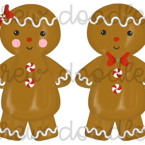 Watercolor Gingerbread Babies Digital Clip Art Set- Instant Download