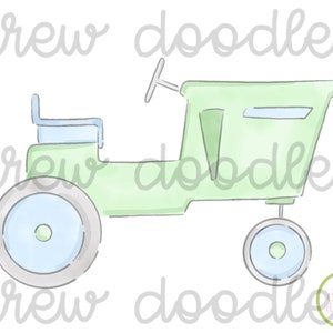 Watercolor Blue and Green Train, Plane, Tractor Instant Download image 4