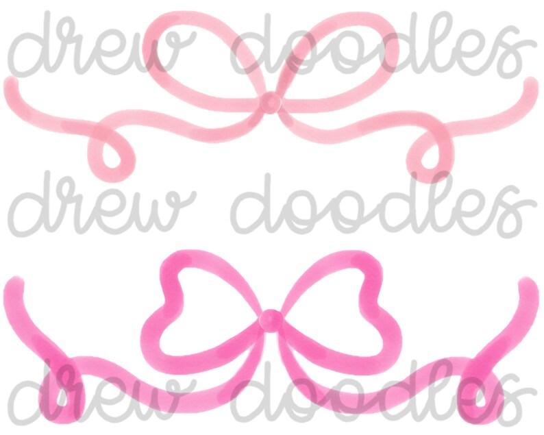 Watercolor Pink Bows Ribbons Digital Clip Art Set- Instant Download - Etsy