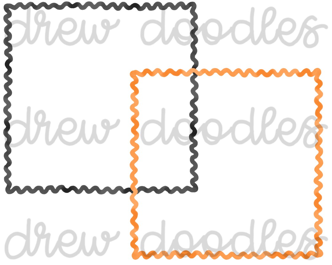 Watercolor Orange and Black Halloween Ric Rac Square Frames- Digital ...
