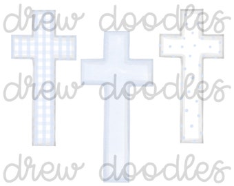 Watercolor Blue Gingham Bitty Dot Crosses Digital Clip Art Set- Instant Download