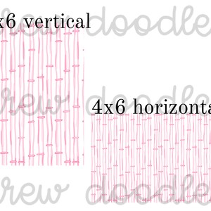 K&ouml;nnte beinhalten: Zwei digitale Papiermuster mit einem rosafarbenen Bambusdesign. Das erste Muster ist vertikal und das zweite Muster ist horizontal. Beide Muster sind mit "4x6" gekennzeichnet.