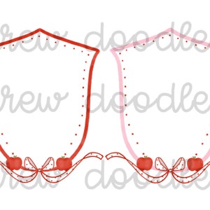 Watercolor Bow Pink and Red Apple Crest Digital Clip Art Set- Instant Download