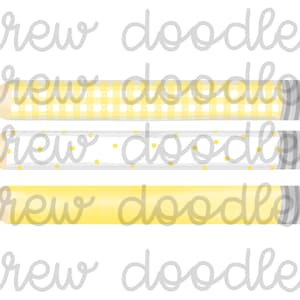 Conjunto de lápis de aquarela xadrez amarelo com bolinhas e clip art digital - download instantâneo