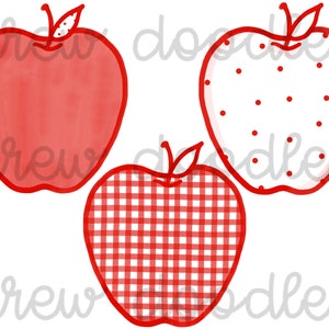 Aquarell rot kariert, Bitty Dot Äpfel Digital Clip Art Set - Instant Download