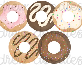 Watercolor Donuts Digital Clip Art Set- Instant Download