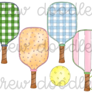 Set di clipart digitali di Pickleball ad acquerello - Download immediato