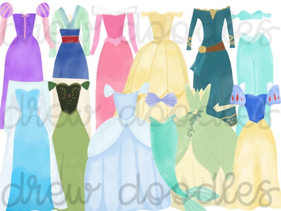 Watercolor Dresses Digital Clip Art Set Instant Download | Etsy