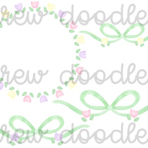 Aquarel pastel tulpen frame en linten digitale clip art set-direct downloaden