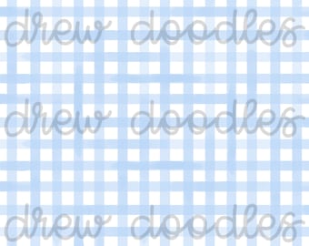 Watercolor Blue Gingham Print Pattern Digital Papers Backgrounds 4x6 and 5x7- Instant Download