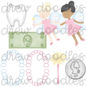 Aquarelle fée des dents numérique Clip Art Set - téléchargement immédiat
