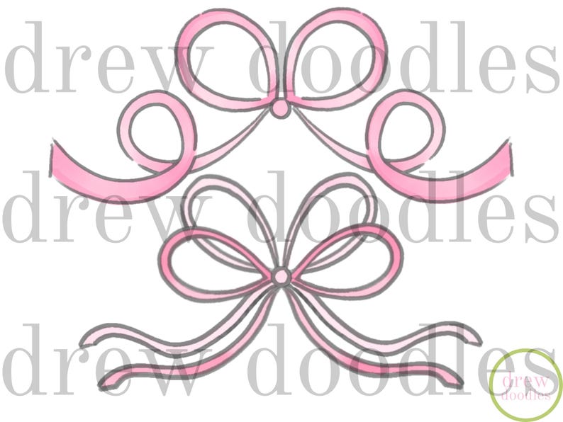 Watercolor Pink Bows Digital Clip Art Set- Instant Download - Etsy