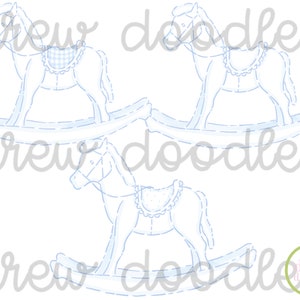 Aquarell Baby Junge hellblau Schaukelpferde Clip Art Set-Instant Download