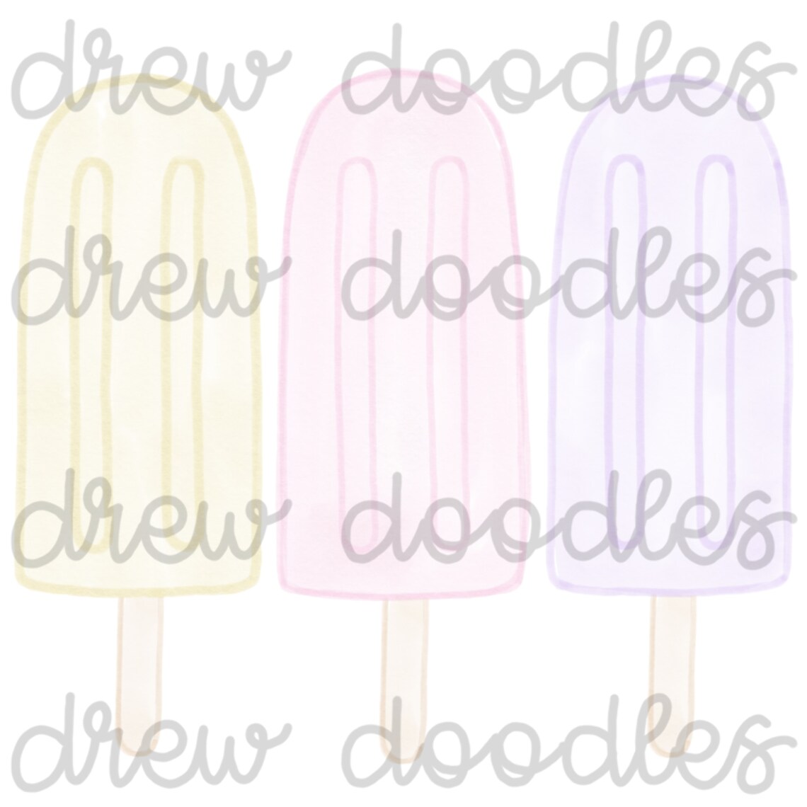 Watercolor Pastel Popsicles Digital Clip Art Set Instant - Etsy