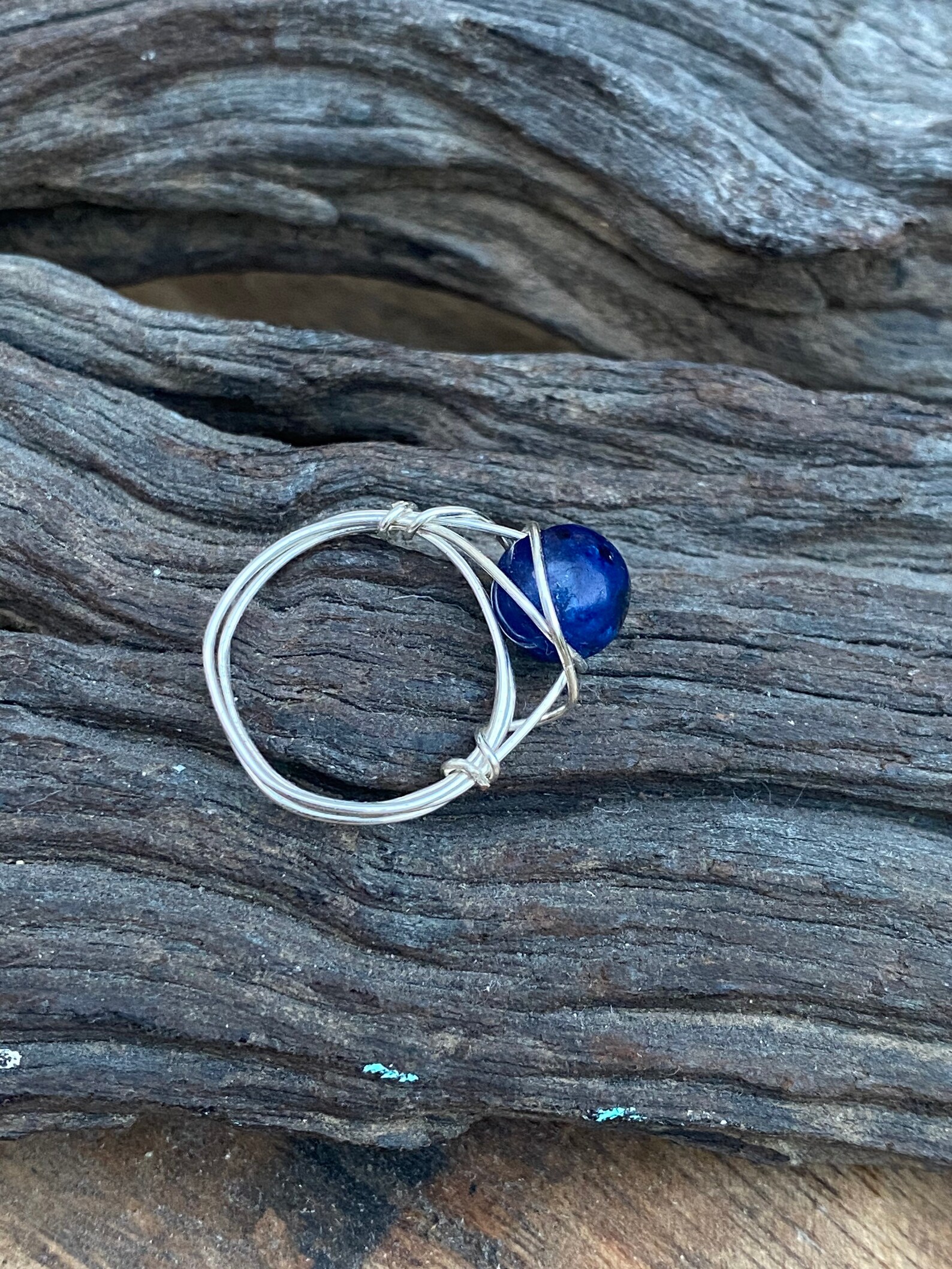 Dark Blue Natural Stone Ring - Etsy