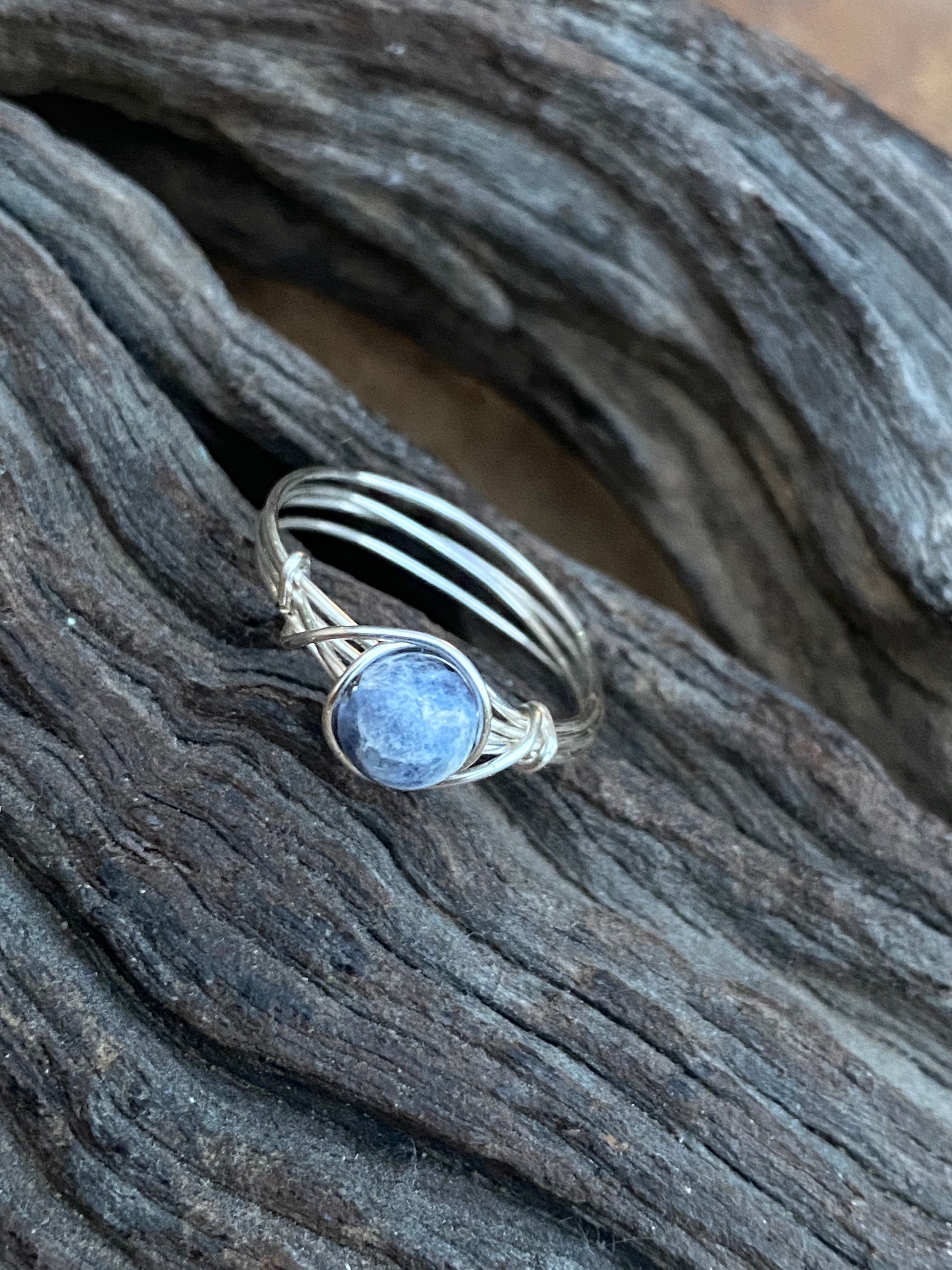 Blue and White Stone Ring Etsy