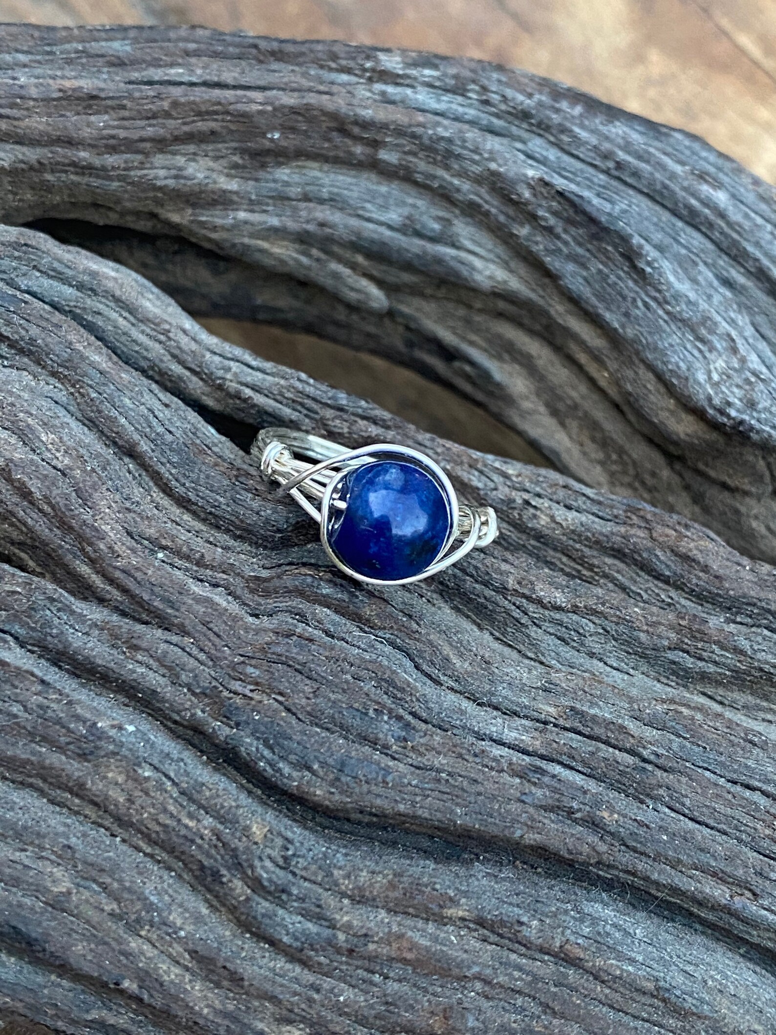 Dark Blue Natural Stone Ring | Etsy