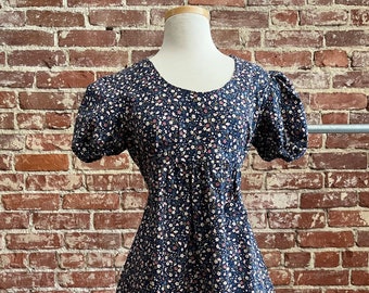 70s Cotton Puff Sleeve Mini Dress