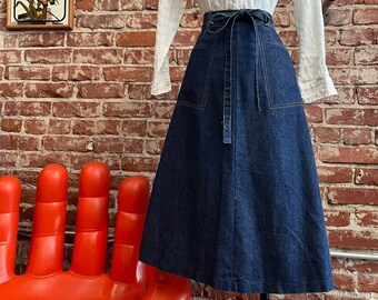 blue jean wrap around skirt