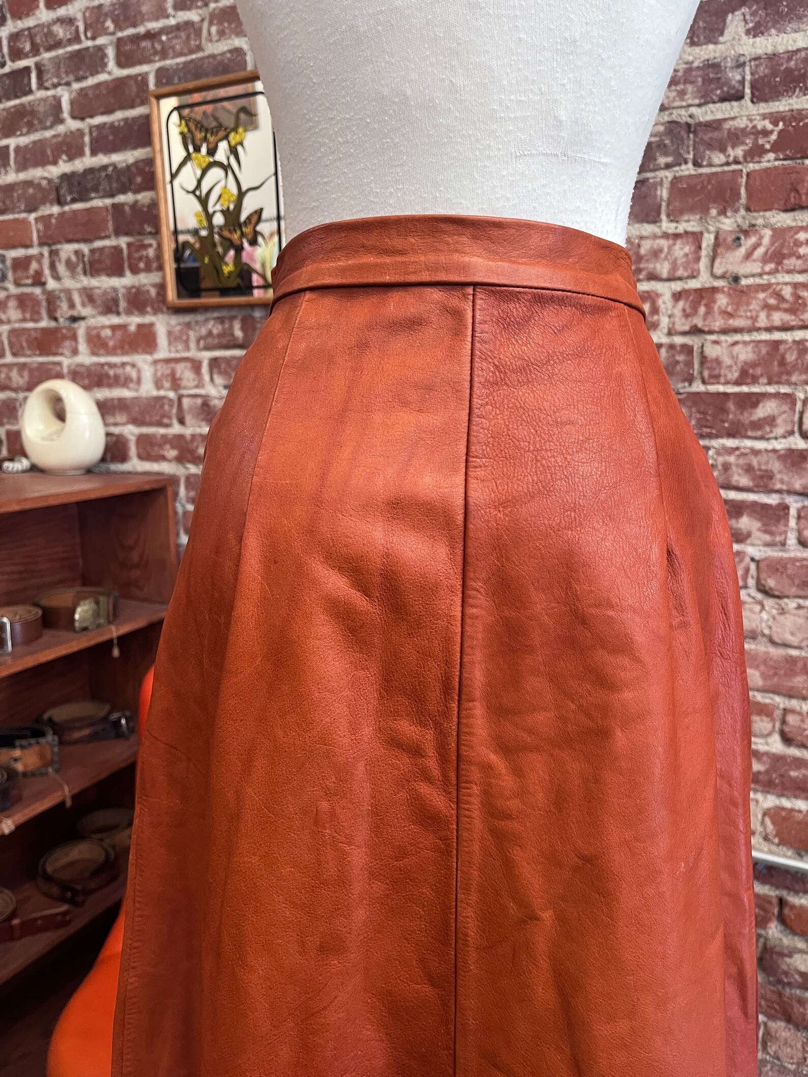 Orange Leather Skirt