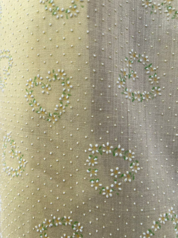 70s Flocked Yellow Peter Pan Collar Sheer Gown - image 9