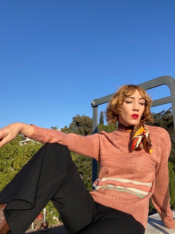 70s Acrylic Striped Sweater