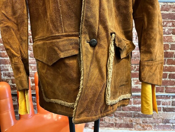 Mens 70s Caramel Suede and Shearling Sherpa Coat - image 6